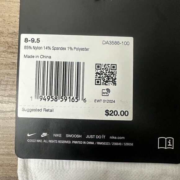 NWT Nike Unisex Spark Dri-FIT Lightweight Running Ankle Socks White Size Medium - Picture 10 of 10